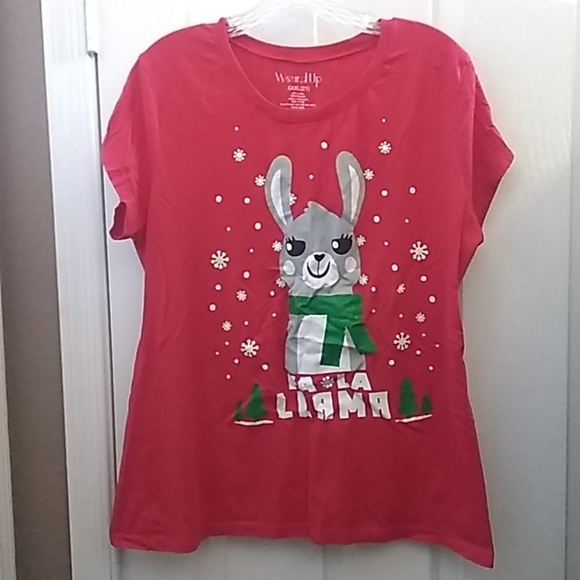 FINAL MARKDOWN Juniors' Wound Up "Fa La Llama" Tee (XXXL/21) - Picture 1 of 7
